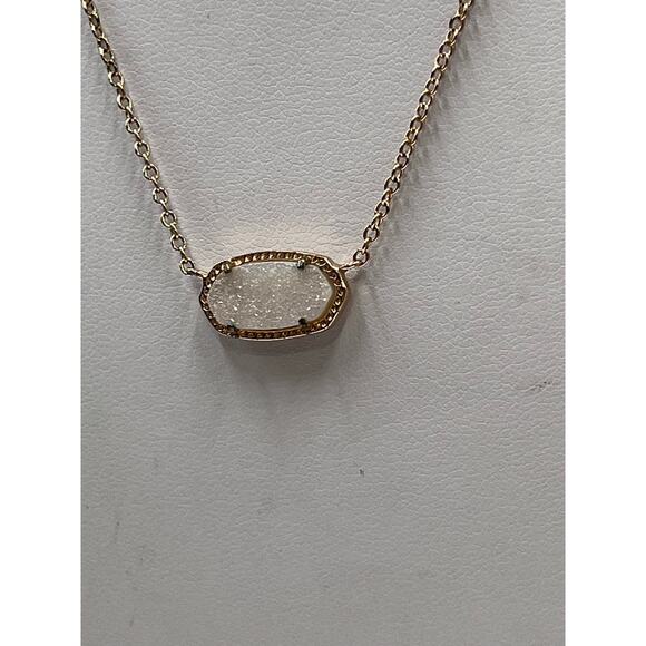 Kendra Scott Gold Plated Elisa White Iridescent Drusy Pendant Necklace - Picture 4 of 12